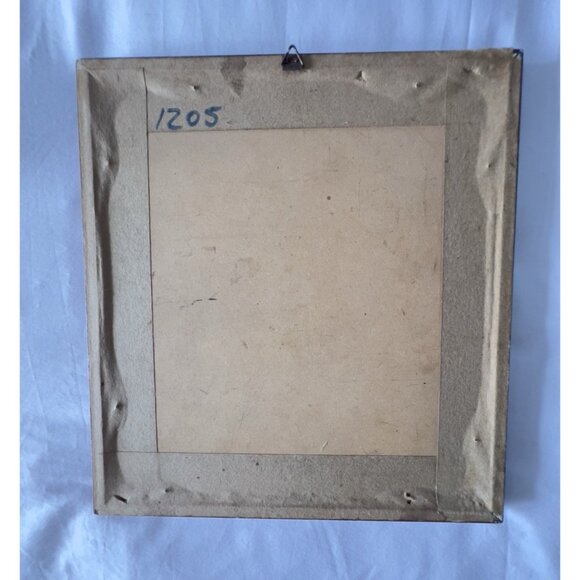 VTG Handmade Cross Stitch SUNFLOWER DAISY Floral Green Mat 9" x 10" Wood Frame - Picture 7 of 9